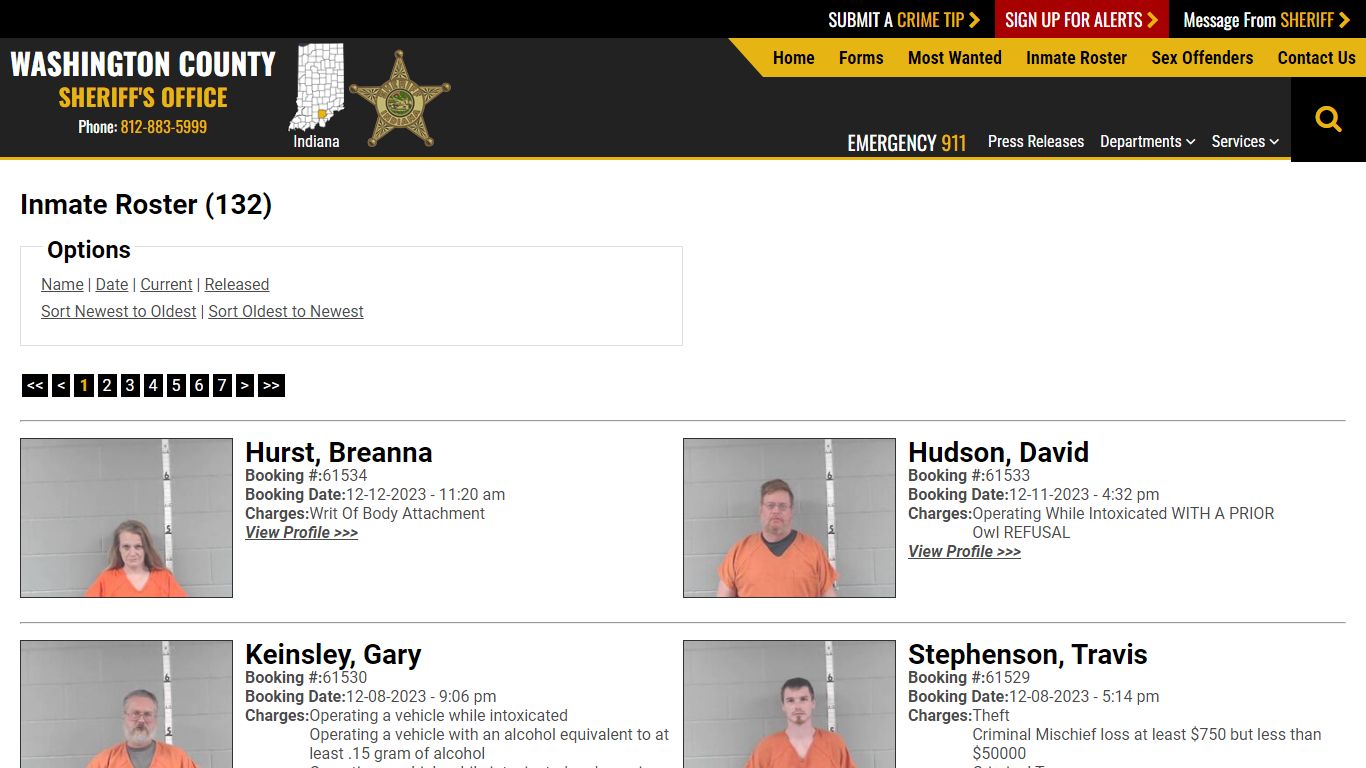 Inmate Roster (128) - Washington County IN Sheriff