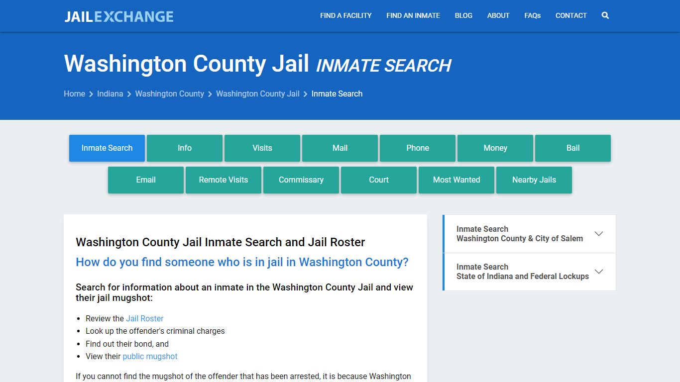 Inmate Search: Roster & Mugshots - Washington County Jail, IN